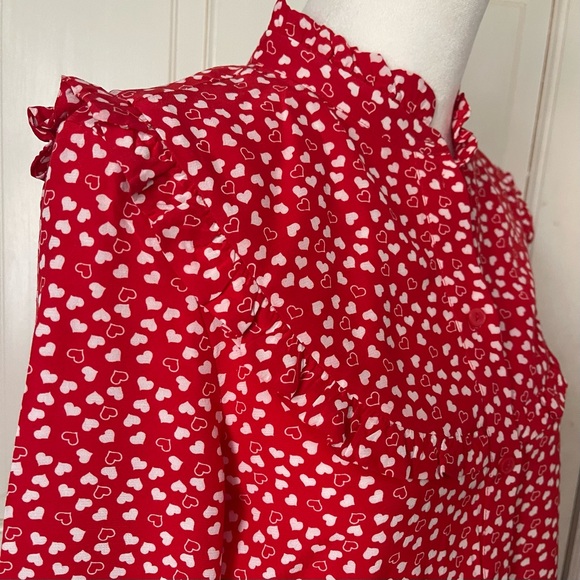 & Other Stories Heart Print Buttondown Top Blouse 2 Valentine’s Day Holiday Red - Picture 8 of 11